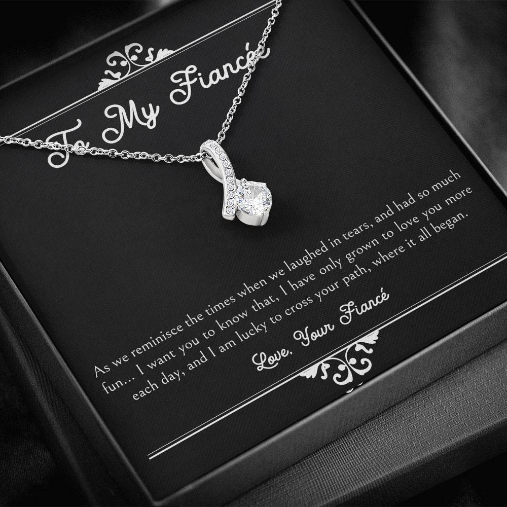 To My Fiancée, I Am Lucky To Cross Your Path, Alluring Beauty Necklace For Women, Anniversary Birthday Valentines Day Gifts From Fiancé