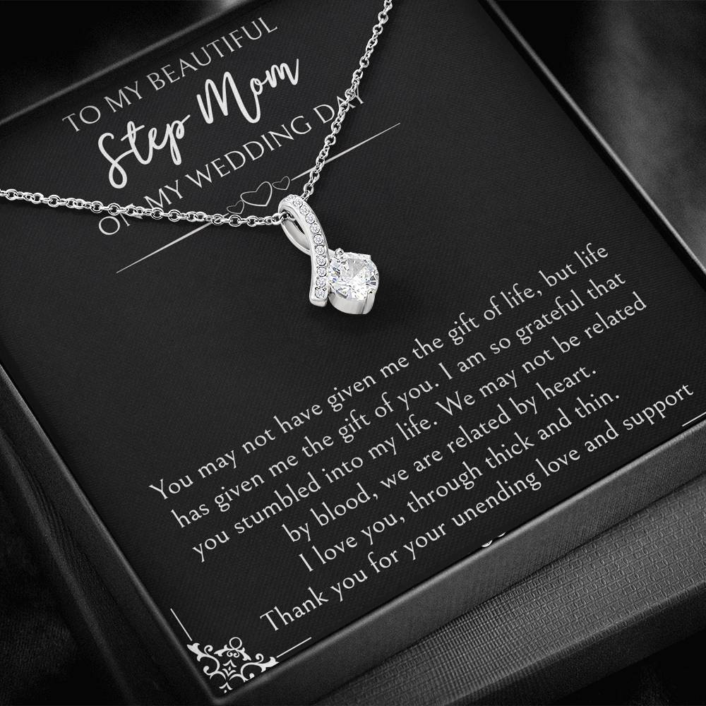 To My Bonus Mom Gifts, I Am So Grateful, Alluring Beauty Necklace For Women, Wedding Day Thank You Ideas From Bride