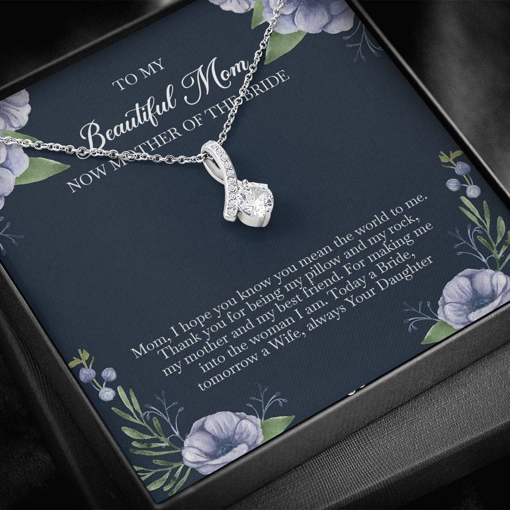 To My Mom of the Bride Gifts, You Mean The World To Me, Alluring Beauty Necklace For Women, Wedding Day Thank You Ideas From Bride