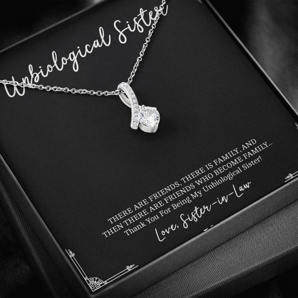 To My Unbiological Sister Gifts, Friends Who Become Family, Alluring Beauty Necklace For Women, Birthday Present Idea From Sister-in-law