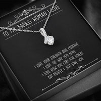 Load image into Gallery viewer, To My Badass Wife, I Just Love You, Alluring Beauty Necklace For Women, Anniversary Birthday Valentines Day Gifts From Husband
