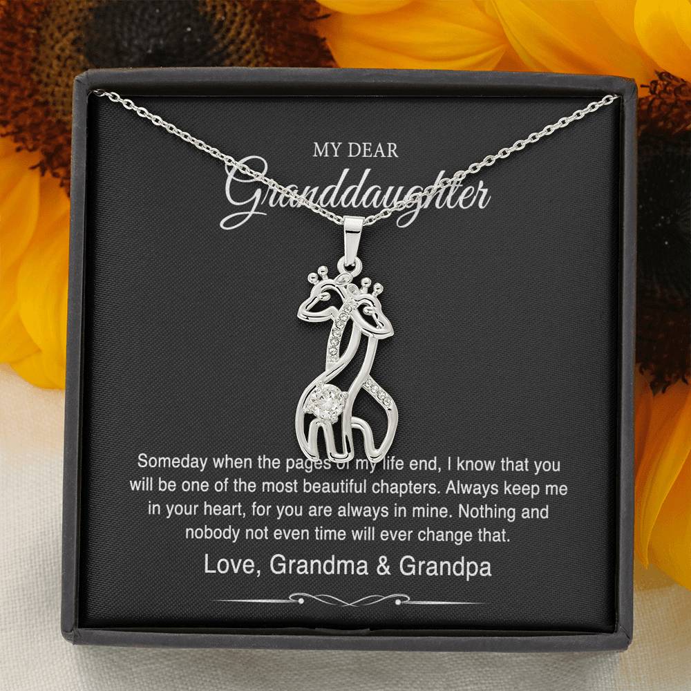 To My Granddaughter Gifts From Grandma Grandpa, Someday When The Pages Of My Life End, Giraffe Necklace For Women, Birthday Present Idea From Grandmother Grandfather