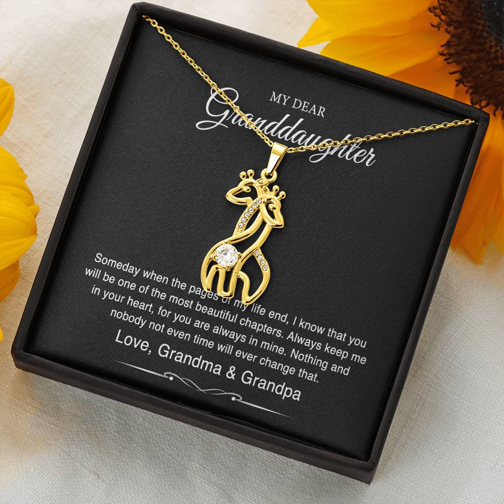 To My Granddaughter Gifts From Grandma Grandpa, Someday When The Pages Of My Life End, Giraffe Necklace For Women, Birthday Present Idea From Grandmother Grandfather