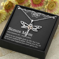 Load image into Gallery viewer, To My Bonus Mom Gifts, Thank You For All The Love, Dragonfly Necklace For Women, Birthday Mothers Day Present From Bonus Daughter
