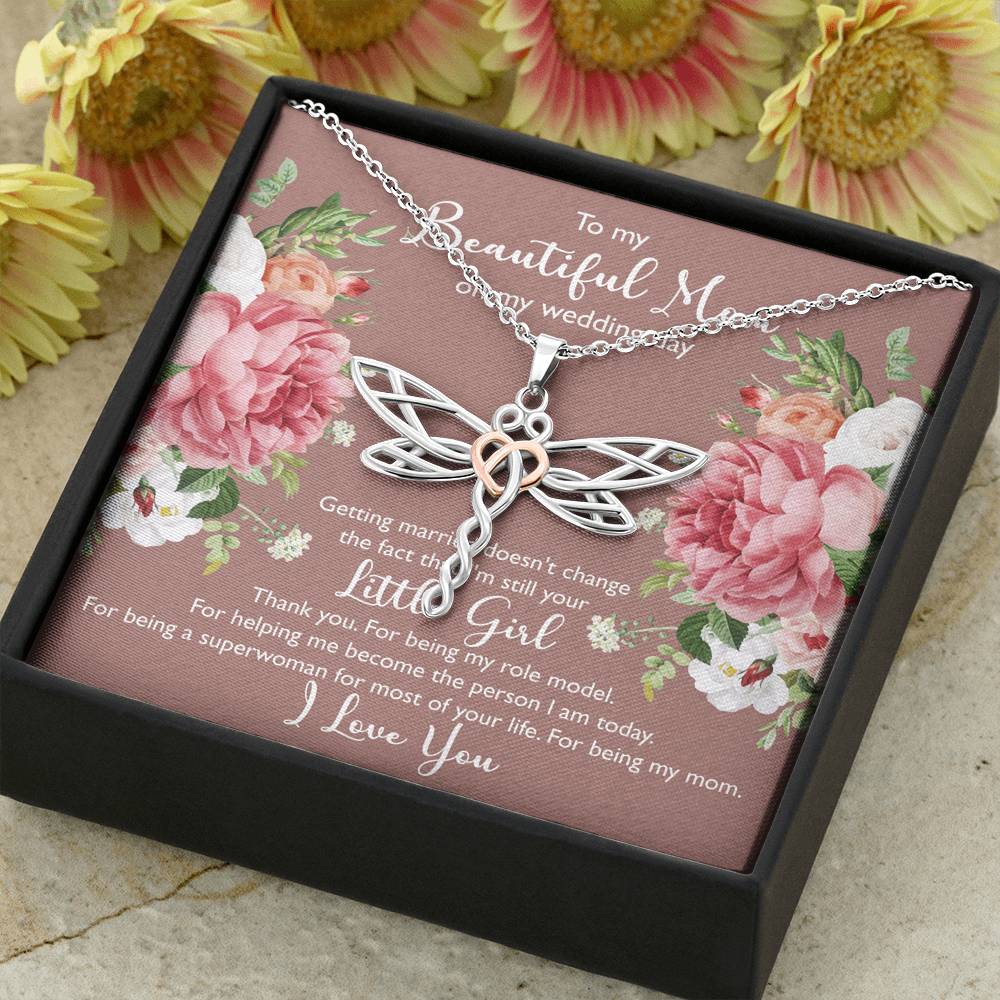 To My Mom Gifts, Thank You, Dragonfly Necklace For Women, Wedding Day Thank You Ideas From Daughter