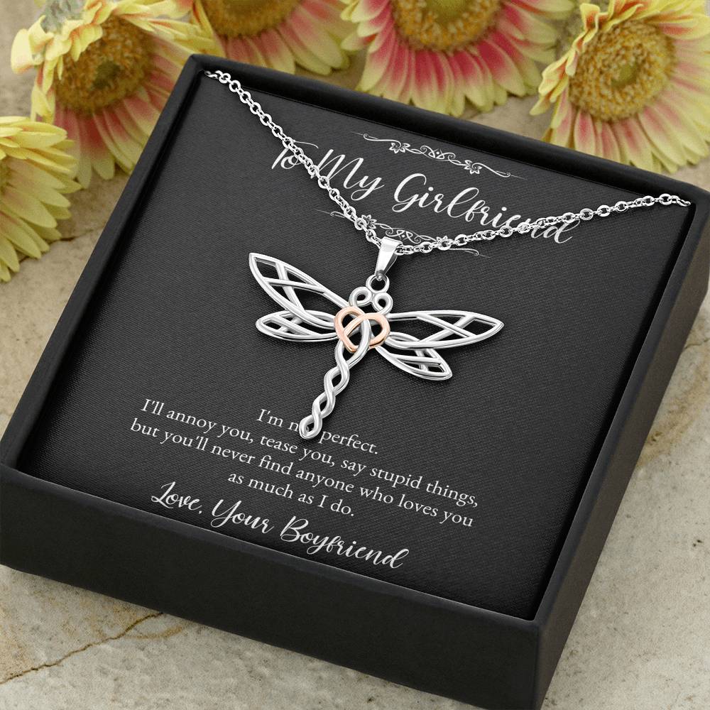 To My Girlfriend, I Am Not Perfect, Dragonfly Necklace For Women, Anniversary Birthday Valentines Day Gifts From Boyfriend