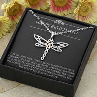 Load image into Gallery viewer, Retirement Gifts, Job Well Done, Happy Retirement Dragonfly Necklace For Women, Retirement Party Favor From Friends Coworkers

