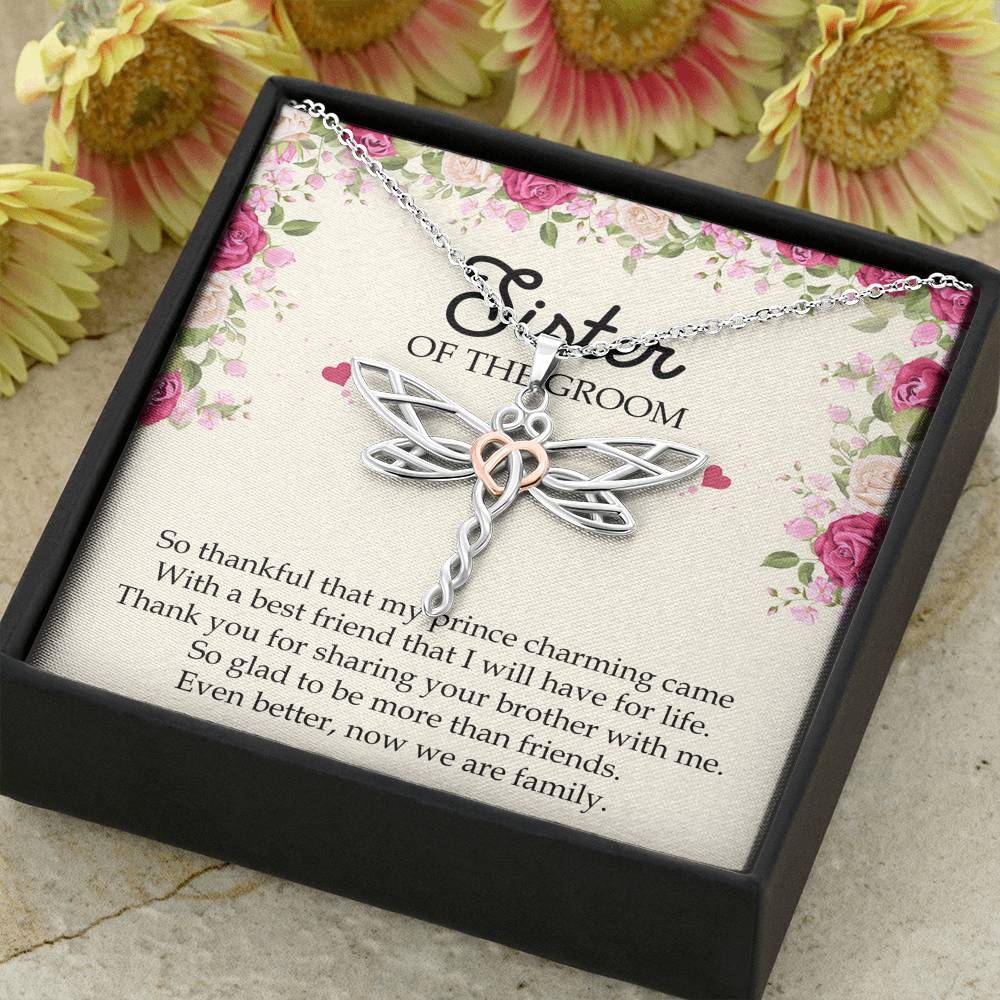 Sister Of The Groom Gifts, So Glad To Be More Than Friends, Dragonfly Necklace For Women, Wedding Day Thank You Ideas From Bride