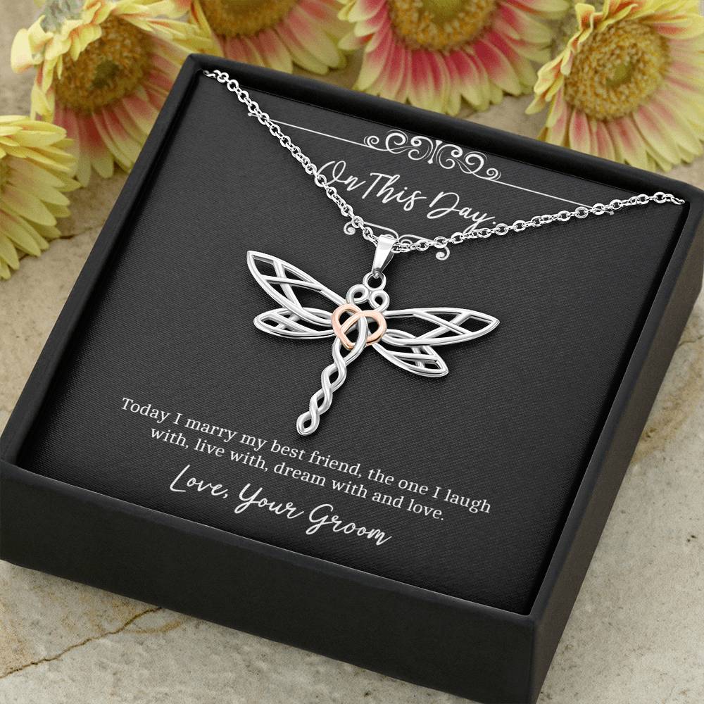 To My Bride  Gifts, I Marry You, Dragonfly Necklace For Women, Wedding Day Thank You Ideas From Groom