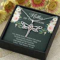 Load image into Gallery viewer, To My Mom of the Bride Gifts, I&#39;ll Soon Walk Down The Aisle, Dragonfly Necklace For Women, Wedding Day Thank You Ideas From Groom
