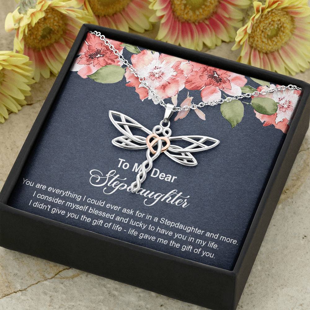 To My Stepdaughter Gifts, You Are Everything I Could Ever Ask For, Dragonfly Necklace For Women, Birthday Present Idea From Stepmom Stepdad