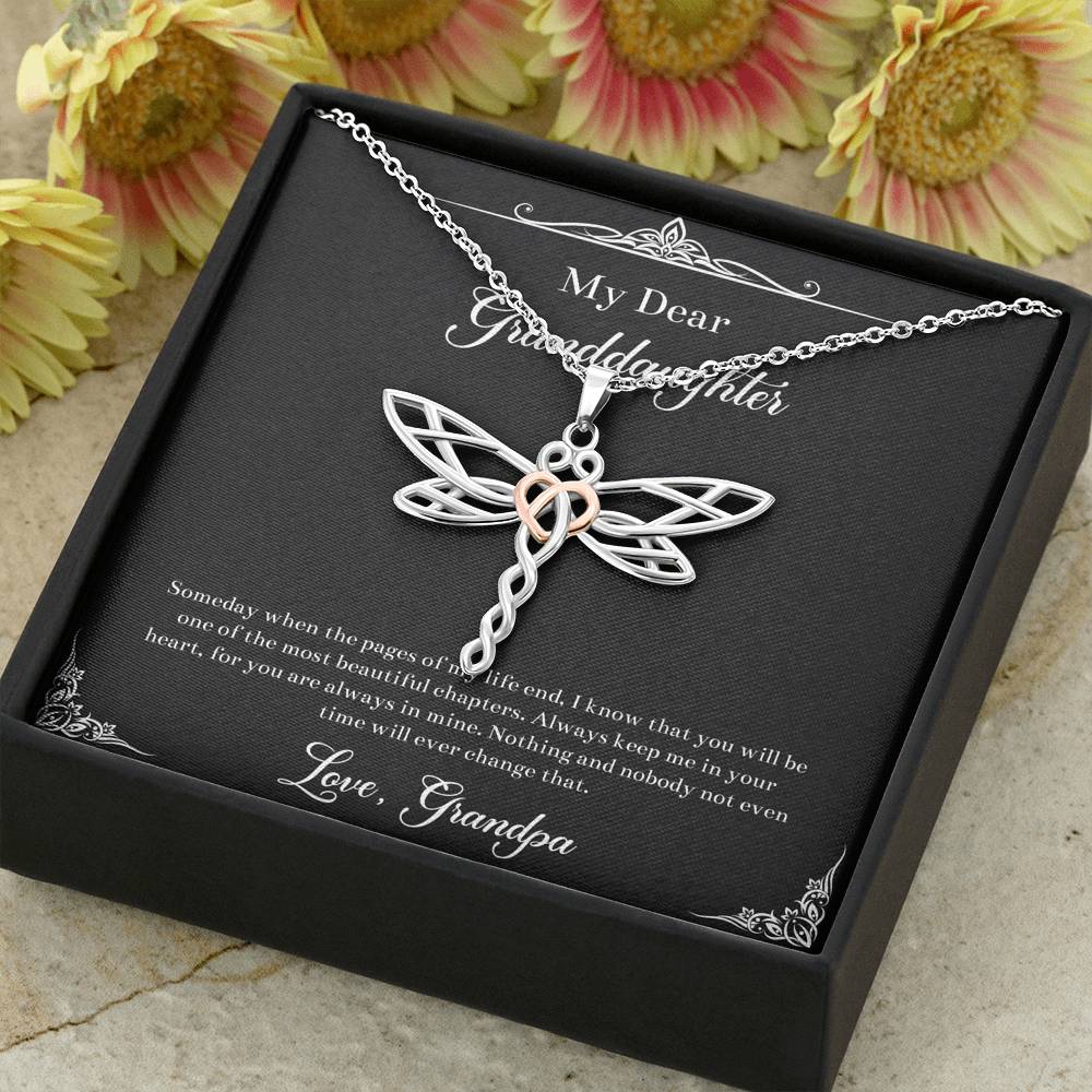 To My Granddaughter Gifts, One Of The Most Beautiful Chapters, Dragonfly Necklace For Women, Birthday Present Idea From Grandpa