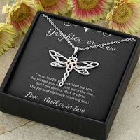 Load image into Gallery viewer, To My Daughter in Law Gifts, I&#39;m So Happy You Married My Son, Dragonfly Necklace For Women, Birthday Present Idea From Mother-in-law
