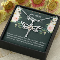 Load image into Gallery viewer, Retirement Gifts, Be Proud, Happy Retirement Dragonfly Necklace For Women, Retirement Party Favor From Friends Coworkers
