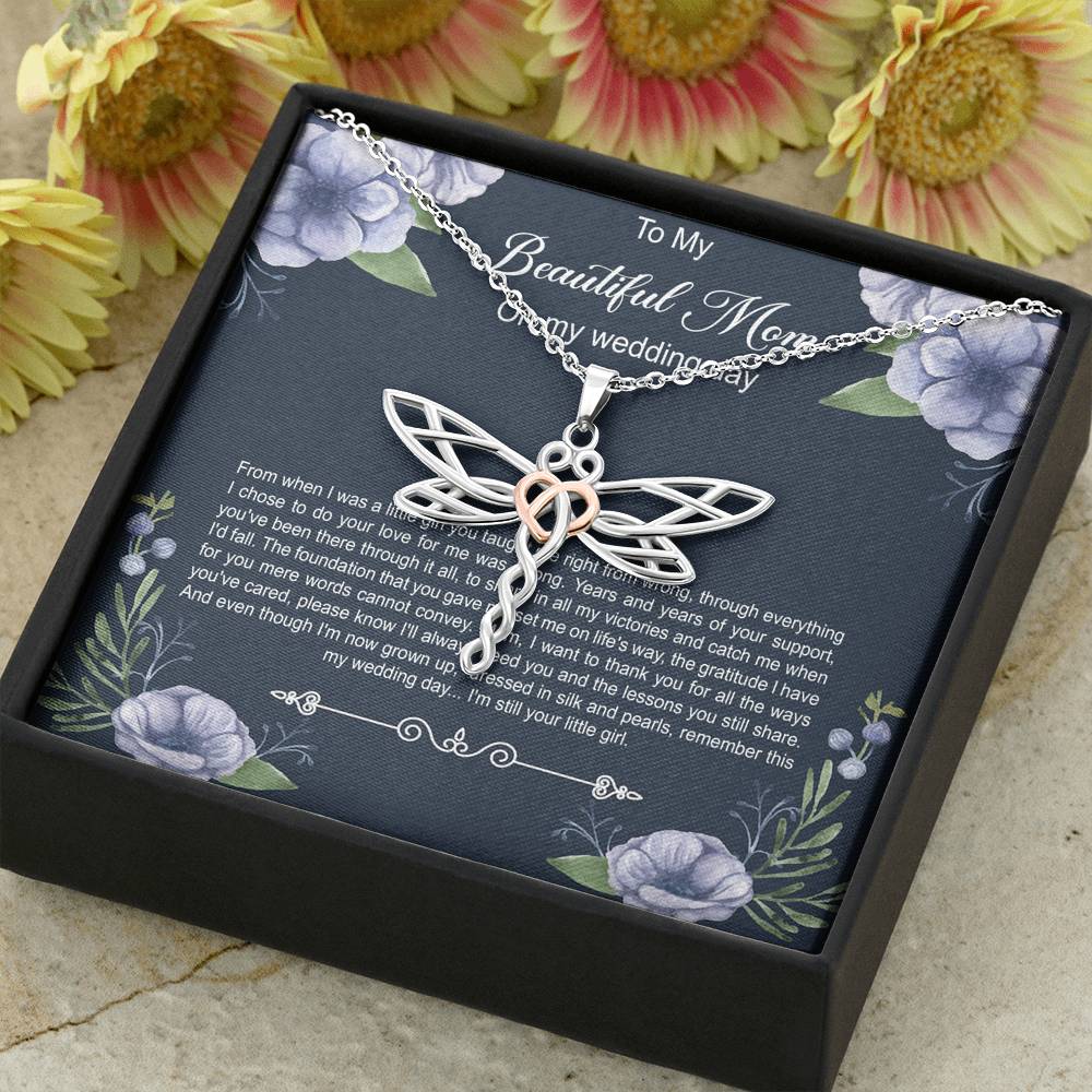 Mom of the Bride Gifts, You Thought Me Right From Wrong, Dragonfly Necklace For Women, Wedding Day Thank You Ideas From Bride
