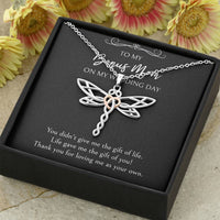 Load image into Gallery viewer, To My Bonus Mom Gifts, Thank You For Loving Me, Dragonfly Necklace For Women, Wedding Day Thank You Ideas From Bride
