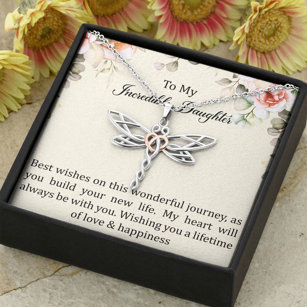 To My Bride  Gifts, Best Wishes, Dragonfly Necklace For Women, Wedding Day Thank You Ideas From Mom