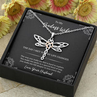 Load image into Gallery viewer, To My Badass Wife, The Day I Met You My Life Changed, Dragonfly Necklace For Women, Anniversary Birthday Gifts From Husband
