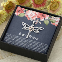 Load image into Gallery viewer, To My Best Friend Gifts, Soul Sisters, Dragonfly Necklace For Women, Birthday Present Idea From Bestie
