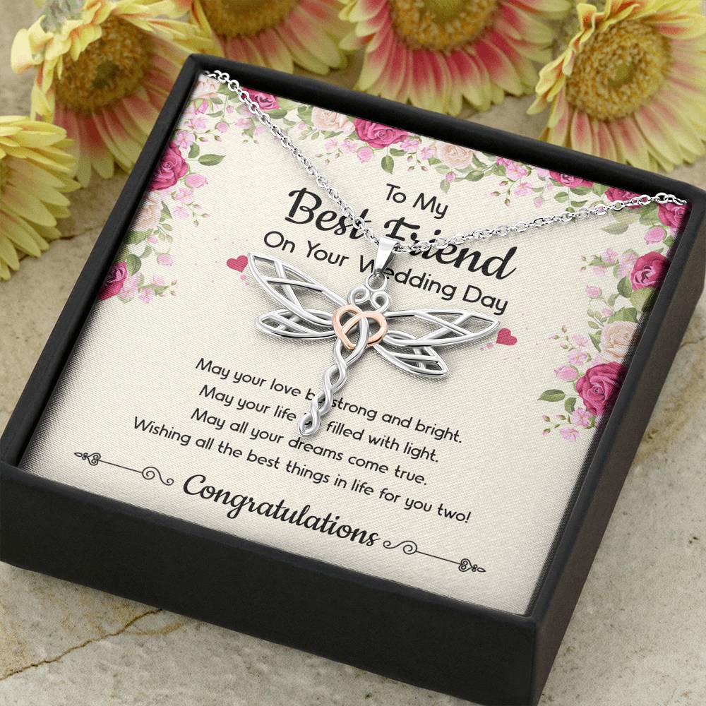Bride Gifts, May Your Love Be Strong And Bright, Dragonfly Necklace For Women, Wedding Day Thank You Ideas From Best Friend