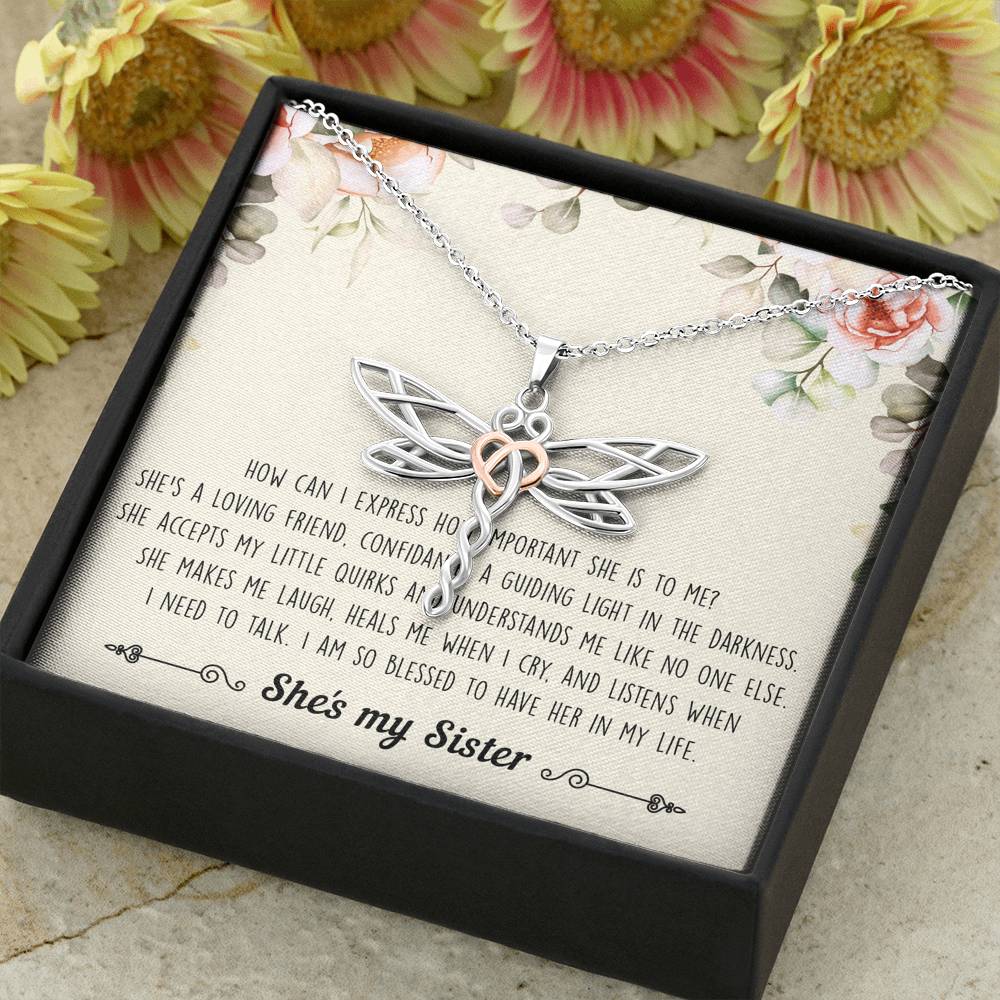 To My Sister Gifts, I Am Blessed To Have Her In My Life, Dragonfly Necklace For Women, Birthday Present Ideas From Sister Brother