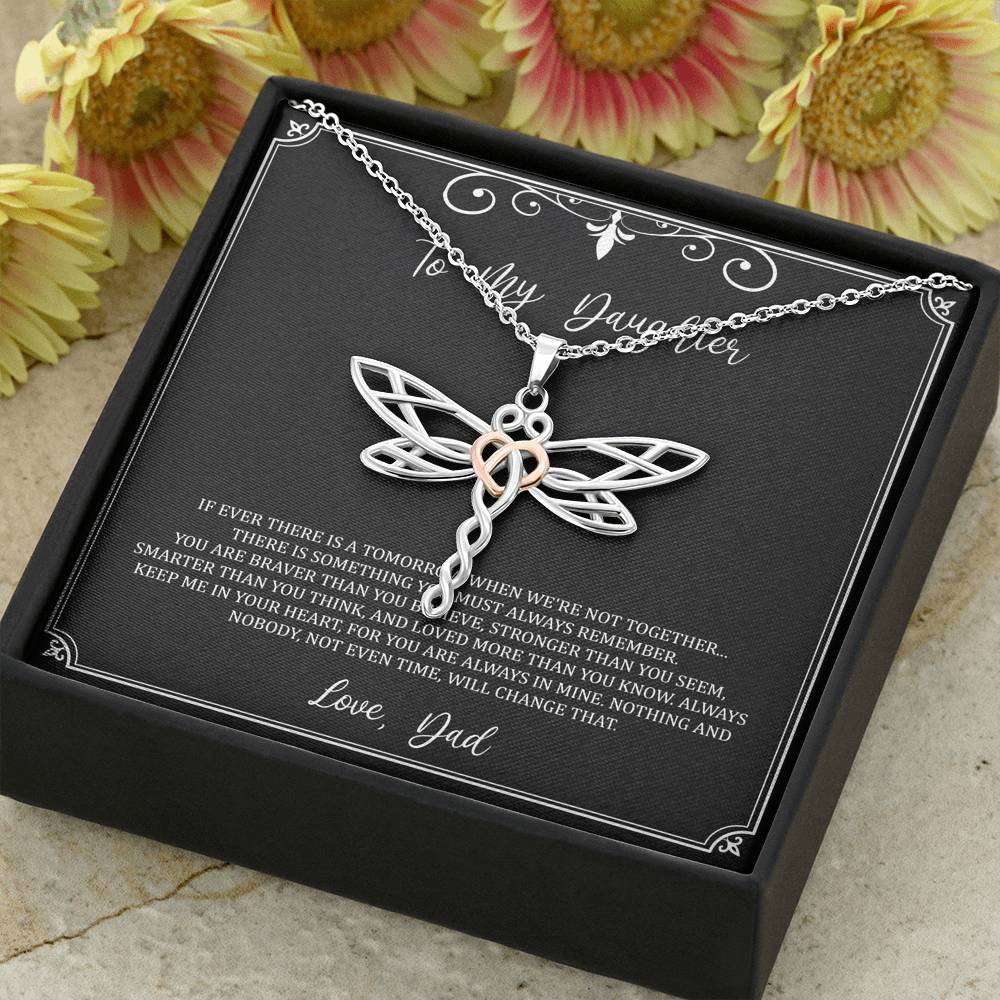 To My Daughter  Gifts, You Are Braver Than You Believe, Dragonfly Necklace For Women, Birthday Present Idea From Dad