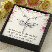 Load image into Gallery viewer, Gift for Expecting Mom, Ten Tiny Fingers, Mom to Be Dragonfly Necklace For Women, Pregnancy Gift For New Mother
