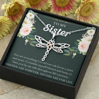 Load image into Gallery viewer, To My Sister Gifts, Friends Are Forever Sisters Are For Life, Dragonfly Necklace For Women, Birthday Present Idea From Sister
