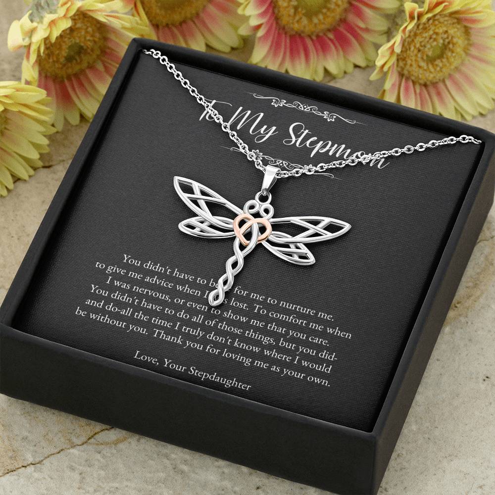 To My Stepmom Gifts, Thank You For Loving Me, Dragonfly Necklace For Women, Birthday Mothers Day Present From Stepdaughter