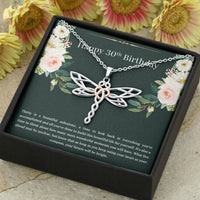 Load image into Gallery viewer, Daughter Dragonfly Necklace - Thirty Is A Beautiful Milestone | 30th Birthday Gift
