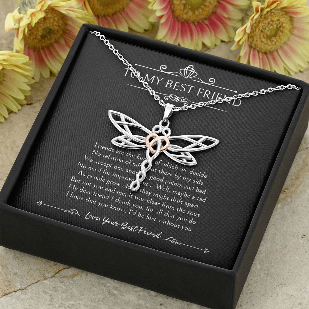 To My Friend Gifts, I'd Be Lost Without You, Dragonfly Necklace For Women, Birthday Present Idea From Bestie
