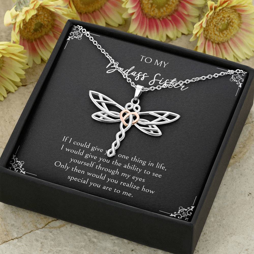 To My Badass Sister Gifts, You Are Special To Me, Dragonfly Necklace For Women, Birthday Present Ideas From Sister Brother