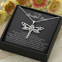 Load image into Gallery viewer, To My Bride Gifts, You Are The One For Me, Dragonfly Necklace For Women, Wedding Day Thank You Ideas From Groom
