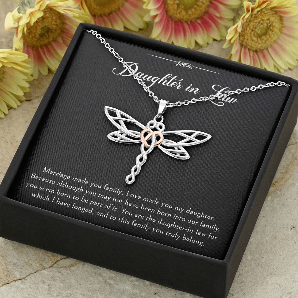 To My Daughter-in-law Gifts, Marriage Made You Family, Dragonfly Necklace For Women, Birthday Present Idea From Mother-in-law