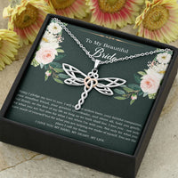 Load image into Gallery viewer, To My Bride Gifts, Today I Pledge My Love To You, Dragonfly Necklace For Women, Wedding Day Thank You Ideas From Groom
