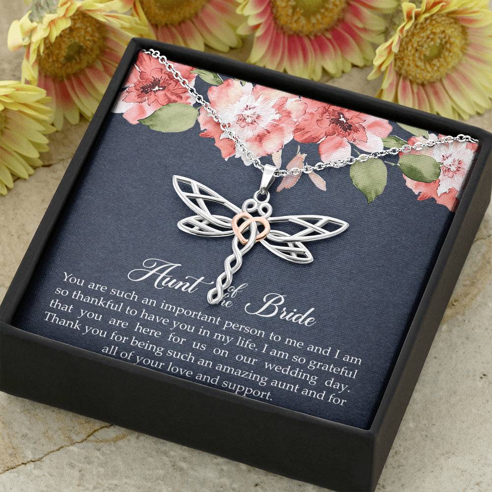Aunt of the Bride Gifts, You Are Important To Me, Dragonfly Necklace For Women, Wedding Day Thank You Ideas From Bride