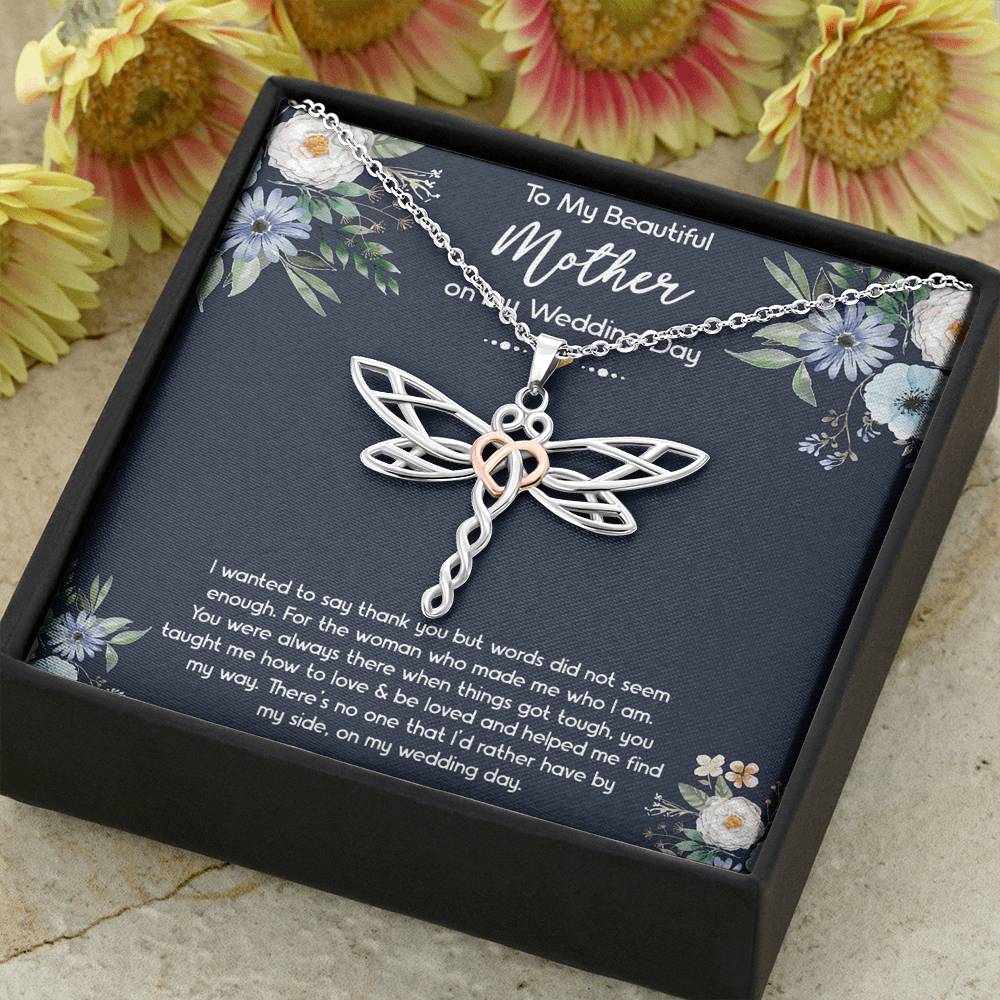To My Mom of the Bride Gifts, I Wanted To Say Thank You, Dragonfly Necklace For Women, Wedding Day Thank You Ideas From Bride