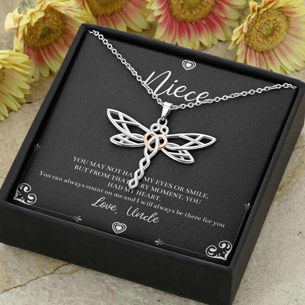 To My Niece  Gifts, You Can Always Count On Me, Dragonfly Necklace For Women, Birthday Present Idea From Uncle