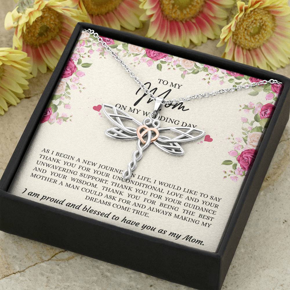 Mom of the Groom Gifts, I Am Proud And Blessed To Have You, Dragonfly Necklace For Women, Wedding Day Thank You Ideas From Groom