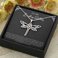 Load image into Gallery viewer, To My Badass Sister Gifts, When It&#39;s Too Hard To Look Back, Dragonfly Necklace For Women, Birthday Present Ideas From Sister Brother
