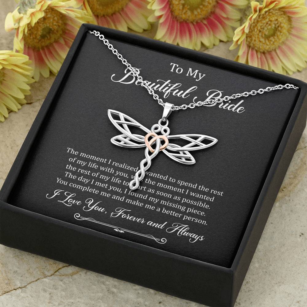To My Bride Gifts, You Make Me A Better Person, Dragonfly Necklace For Women, Wedding Day Thank You Ideas From Groom