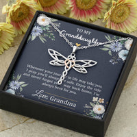 Load image into Gallery viewer, To My Granddaughter Gifts, I&#39;m Always Here For You, Dragonfly Necklace For Women, Birthday Present Idea From Grandma
