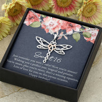 Load image into Gallery viewer, Daughter Dragonfly Necklace - Sweet 16 Design | Birthday Gift
