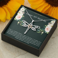Load image into Gallery viewer, Daughter Dragonfly Necklace - Thirty Is A Beautiful Milestone | 30th Birthday Gift
