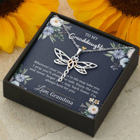 Load image into Gallery viewer, To My Granddaughter Gifts, I&#39;m Always Here For You, Dragonfly Necklace For Women, Birthday Present Idea From Grandma
