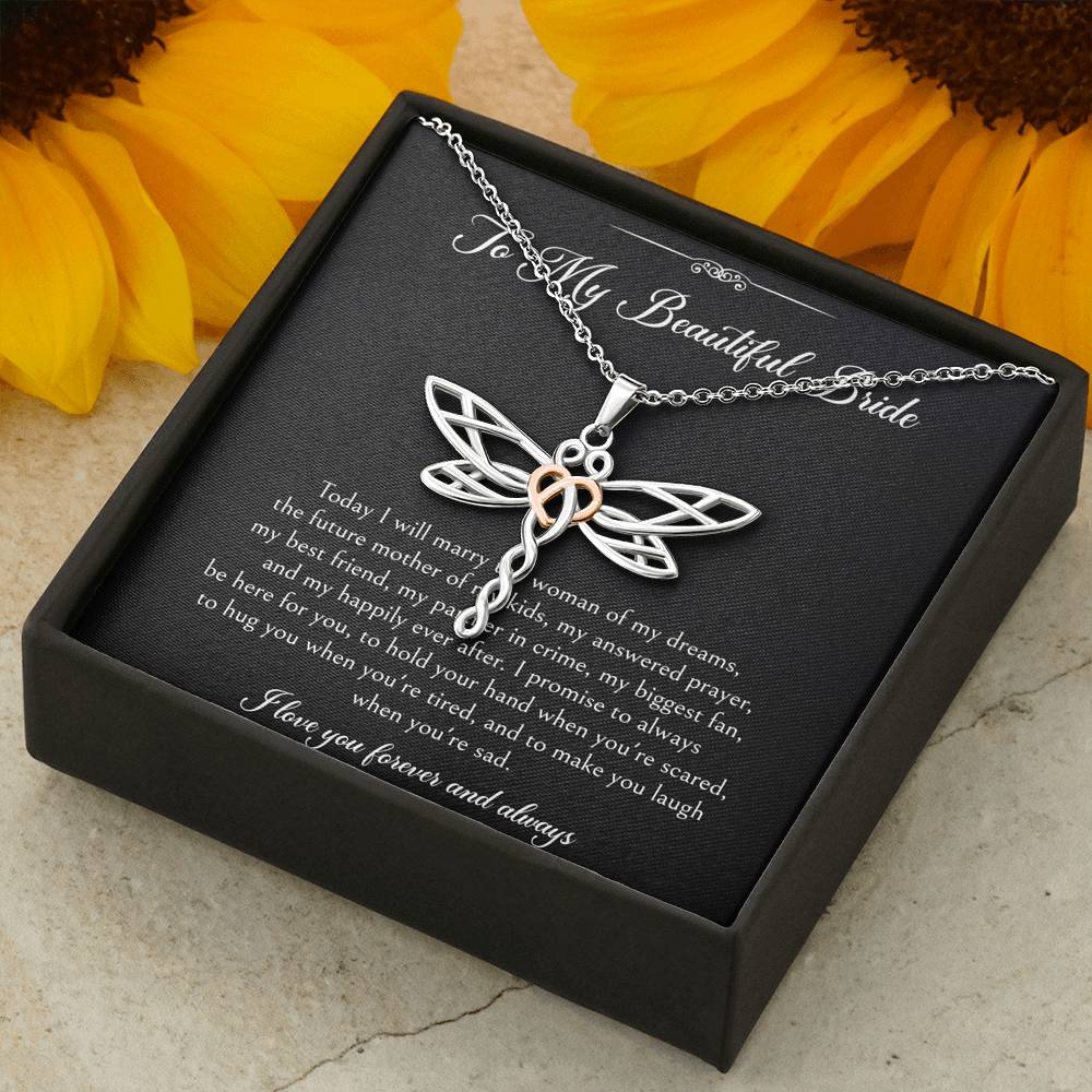 To My Bride Gifts, I Love You Forever And Always, Dragonfly Necklace For Women, Wedding Day Thank You Ideas From Groom