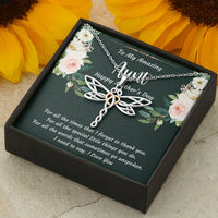 Load image into Gallery viewer, To My Aunt Gifts, I Love You, Dragonfly Necklace For Women, Aunt Mother&#39;s Day Present From Niece Nephew
