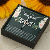 Load image into Gallery viewer, Graduation Gifts, Onward and Upward, Dragonfly Necklace For Women, College Preschool High School Graduation Present
