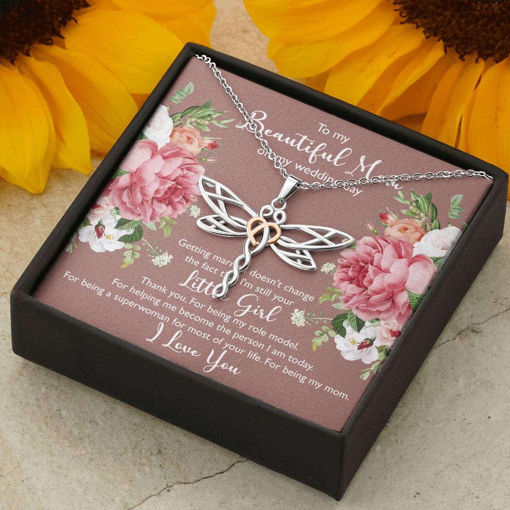 To My Mom Gifts, Thank You, Dragonfly Necklace For Women, Wedding Day Thank You Ideas From Daughter