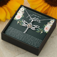Load image into Gallery viewer, Encouragement Gifts, Heart of a Fighter, Motivational Dragonfly Necklace For Women, Sympathy Inspiration Friendship Present
